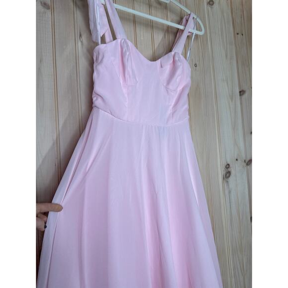 NWT Lulus Sophisticated Charisma Light Pink Tie-Strap A-Line Midi Dress Size S - Picture 5 of 9